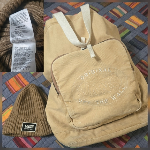 VANS 2 Piece Set Vans Off The Wall backpack and Vans beanie cap - Picture 3 of 16